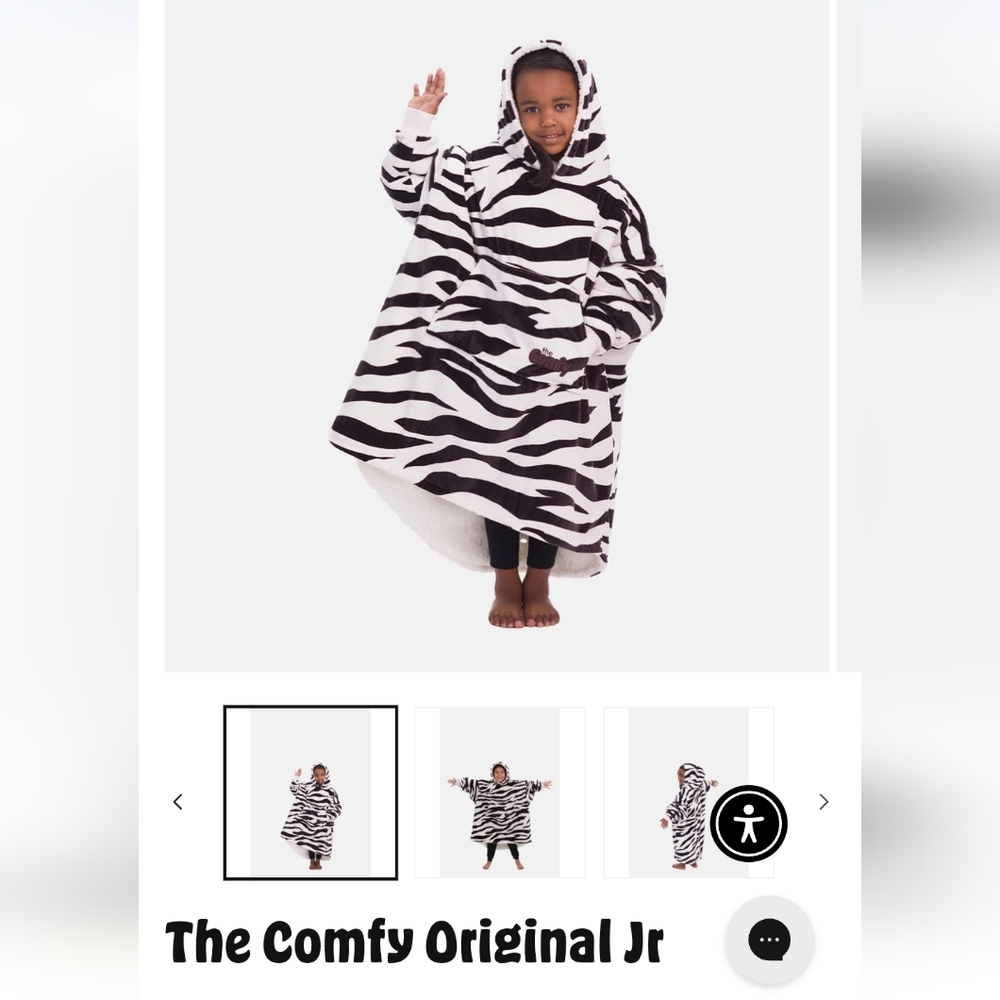 The Comfy Original Jr. Zebra Print Hoodie Blanket
